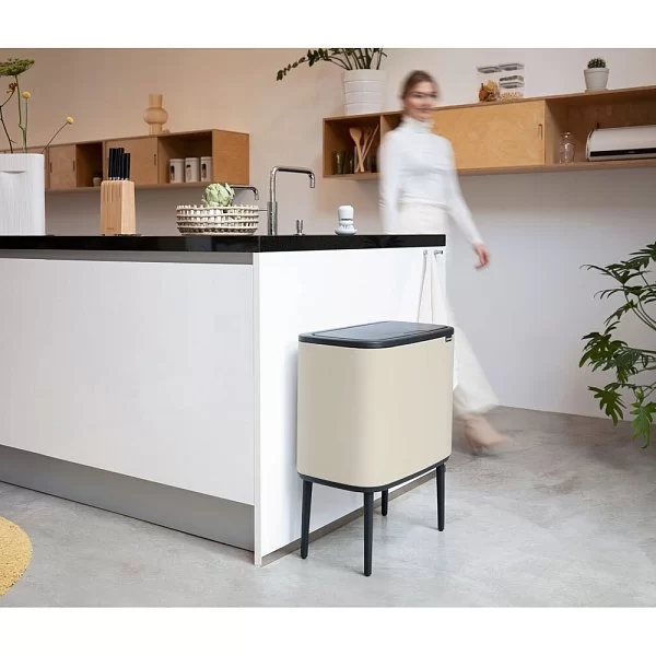 Мусорный бак Bo Touch Bin, 3 секции по 11 л, 68x54x31 см, нержавеющая сталь, цвет бежевый, Brabantia, Бельгия, 201608 - изобр. 8