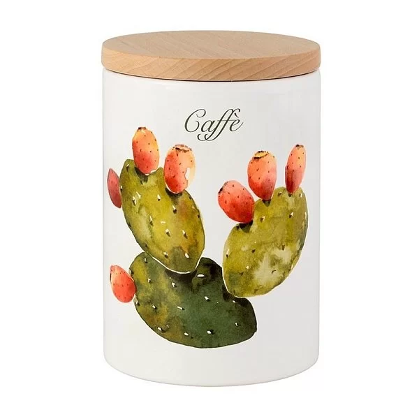 Емкость для хранения кофе Cactus 800 мл, материал керамика + дерево, цвет белый, Nuova Cer, Италия, 5010/3-CAT - изобр. 7