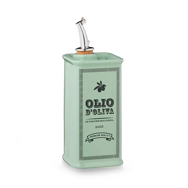 Бутылка для масла прямоугольная Oliere Vintage 250 мл, материал керамика, цвет зеленый, Nuova Cer, Италия, 9503-V50 - изобр. 7