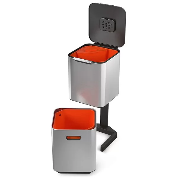Контейнер для мусора с двумя баками Totem Compact 40 л, 37х76х30 см, нержавеющая сталь, цвет стальной, Joseph Joseph, Великобритания, 30063 - изобр. 9