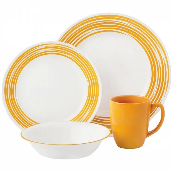 Набор посуды 16 предметов Brushed Yellow на 4 персоны, cтекло, Corelle, 1117031 - изобр. 7