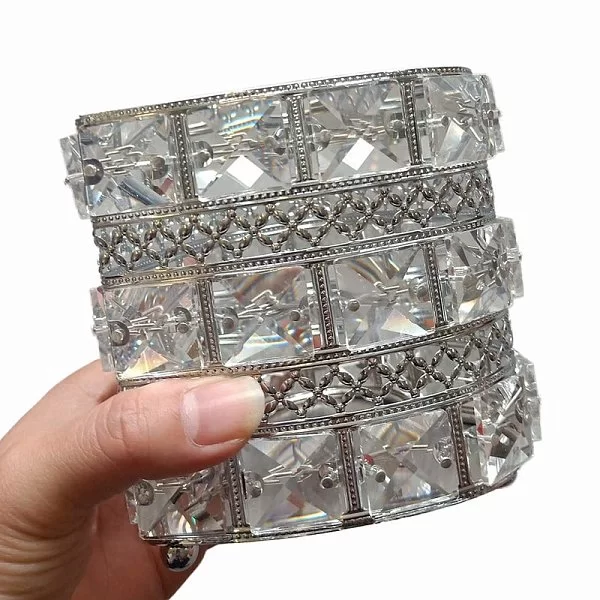 Органайзер для косметических принадлежностей Crystal Heart Silver 11х11х12 см, металл + хрустальное стекло, серебряный, Kassatex, США, CRH-OR-CR - изобр. 8