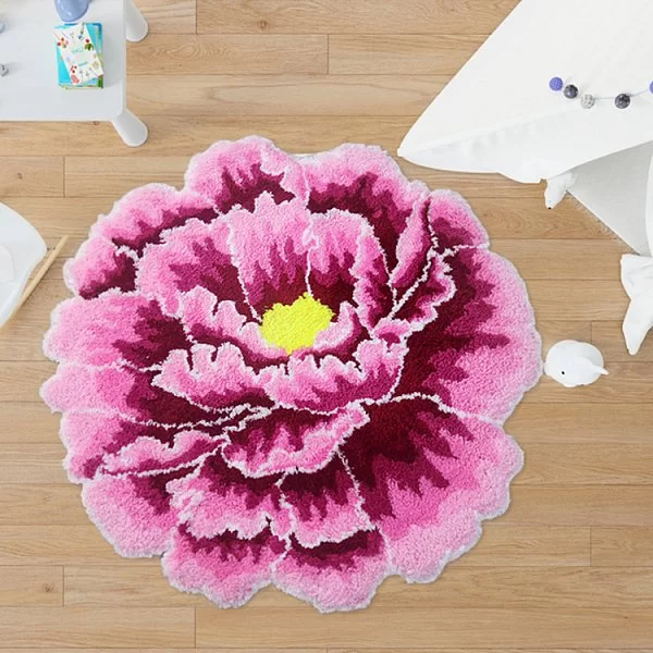 Коврик для ванной комнаты Peony Flower, диаметр 60 см, цвет розовый, полиэстер, Carnation Home Fashions, США, FLW60PNK - изобр. 8