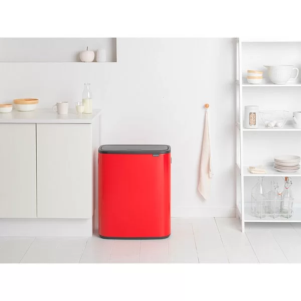 Мусорный бак 2-х секционный Touch Bin Bo объем 30 + 30 л, 54,5x31,2x65,6 см, нержавеющая сталь, цвет пламенно-красный, Brabantia, Бельгия, 221507 - изобр. 8
