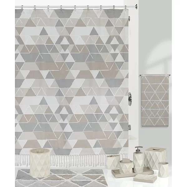 Косметическая емкость с крышкой Triangles 11х11х13 см, материал керамика, Creative Bath, США, TRI25NAT - изобр. 8