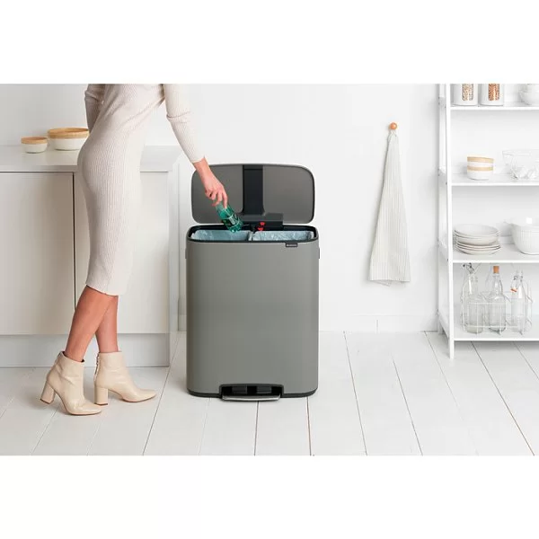 Мусорный бак двухсекционный Bo Pedal Bin 2x30л, нержавеющая сталь, цвет серый, Brabantia, Бельгия, 211485 - изобр. 9