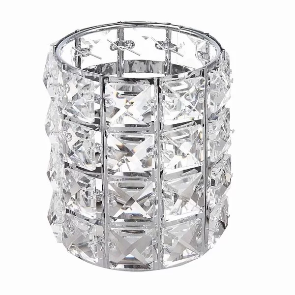 Органайзер для косметических принадлежностей Crystal Silver 9,5х9,5х12 см, металл + хрустальное стекло, цвет серебряный, Kassatex, США, CRY-OR-SLV - изобр. 7