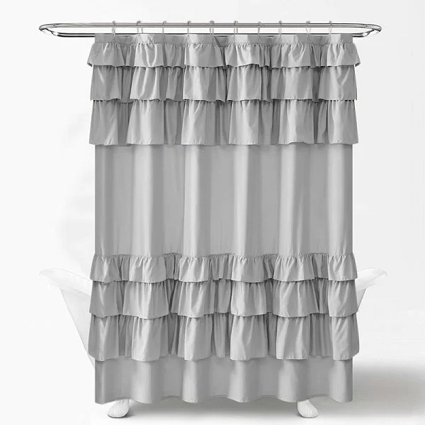 Шторка для ванной комнаты Frill Double Grey, 180х180 см, цвет серый, полиэстер, Carnation Home Fashions, RIL180GRY2 - изобр. 7