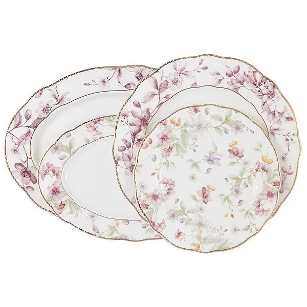 Обеденный сервиз "Цветы" на 6 персон 27 предметов, костяной фарфор, Anna Lafarg Emily, AL-M2124_27-E9 - изобр. 8