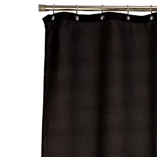 Шторка для ванной Waffle Weave Black 183x213 см, цвет черный, материал хлопок, Carnation Home Fashions, США, FCOT1/XL/16 - изобр. 8