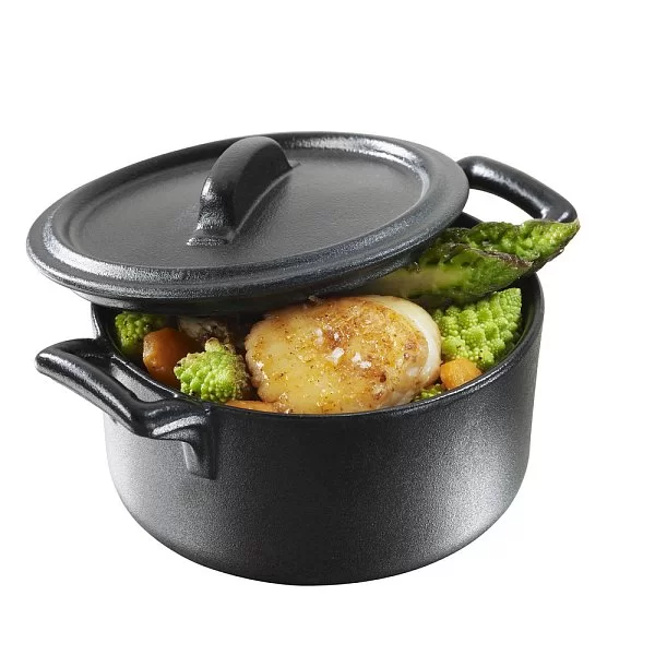 Кокотница круглая с крышкой Belle Cuisine 10х7 см, объем 200 мл, материал фарфор, цвет черный, Revol, Франция, 641637 - изобр. 8