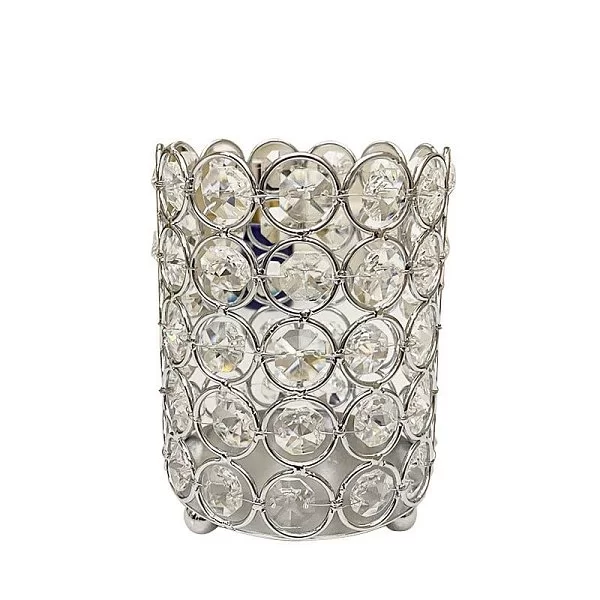 Органайзер для косметических принадлежностей Crystal Round Silver 9х12 см, металл + хрустальное стекло, цвет серебряный, Kassatex, США, CRD-OR-CR - изобр. 7