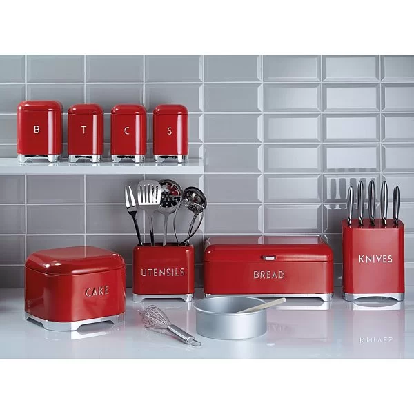 Емкость для хранения сахара Lovello Retro 11,5x11,5x19 см, металл, цвет красный, Kitchen Craft, Великобритания, LOVSUGARRED - изобр. 8