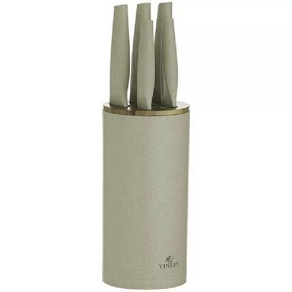 Набор из 5-ти кухонных ножей на подставке Organic нержавеющая сталь + полипропилен, цвет бежевый, Viners, Великобритания, v_0305.186 - изобр. 7