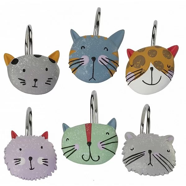 Набор из 12 крючков для шторки Kitty 4х7х3,5 см, материал металл+полистоун, Creative Bath, США, KTY83MULT - изобр. 7