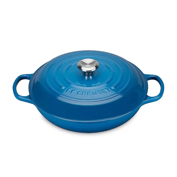 Кастрюля низкая 30 см, объем 3,2 л, материал чугун, цвет синий, Le Creuset, Франция, 21180302002430 - изобр. 7