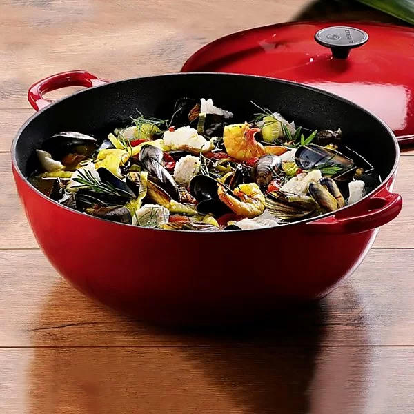 Казан La Marmite с крышкой 32 см, объем 7 л, материал чугун, цвет вишневый, Le Creuset, Франция, 21114320600430 - изобр. 10