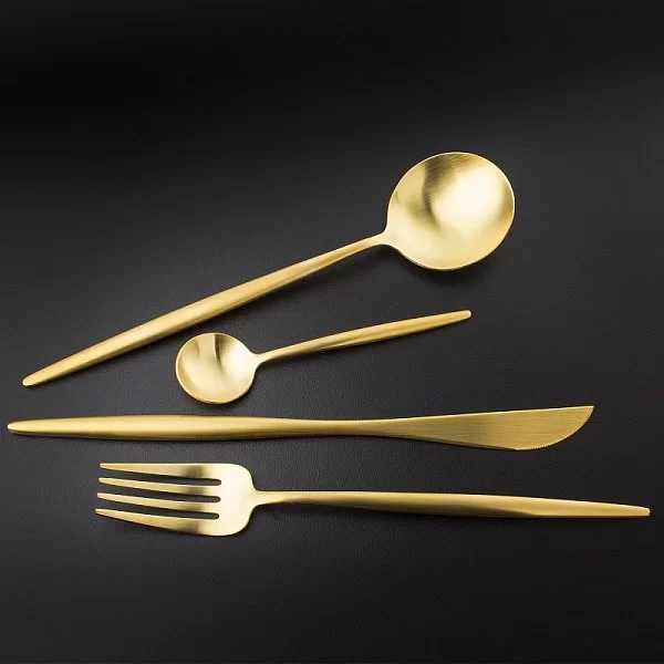 Набор столовых приборов Moon Gold Brushed на 6 персон, 24 предмета, цвет золотой, нержавеющая сталь, Cutipol, Португалия, MO.006 GB - изобр. 16