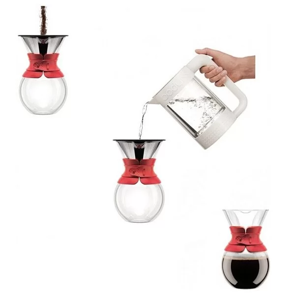 Кофейник с фильтром Pour Over 1 л ,цвет белый, материал стекло, Bodum, Швейцария, 11571-913S - изобр. 9