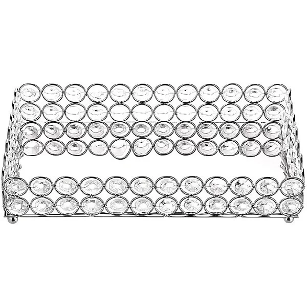 Подставка для предметов Crystal Round Silver 30х20х6 см, металл + хрустальное стекло, цвет серебряный, Kassatex, США, CRD-TR-SLV - изобр. 7
