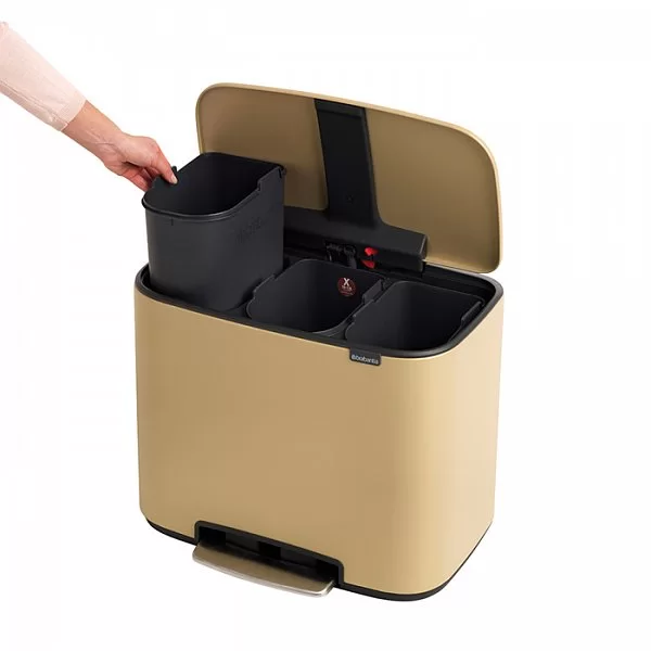 Мусорный бак 3 секции Pedal Bin Bo, 3x11л, цвет минерально-золотой, Brabantia, 121500 - изобр. 12