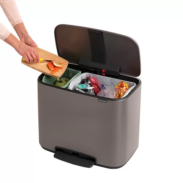 Мусорный бак 2 секции Pedal Bin Bo, платиновый, 11+23л, Brabantia, 121203 - изобр. 16