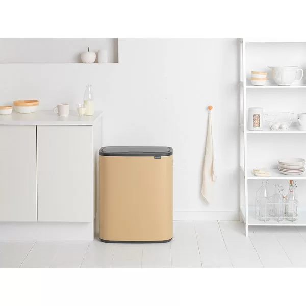 Мусорный бак 2-х секционный Touch Bin Bo объем 30 + 30 л, 54,5x31,2x65,6 см, нержавеющая сталь, цвет минерально-золотой, Brabantia, Бельгия, 221545 - изобр. 8