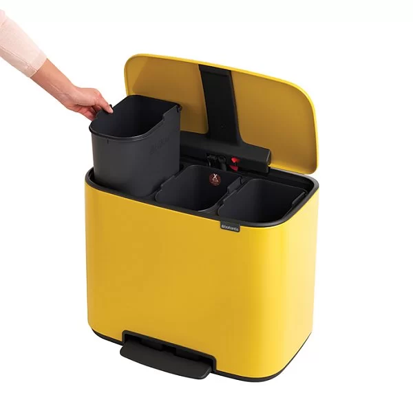 Мусорный бак 3 секции Pedal Bin Bo, 3x11л, желтая маргаритка, Brabantia, 121043 - изобр. 13