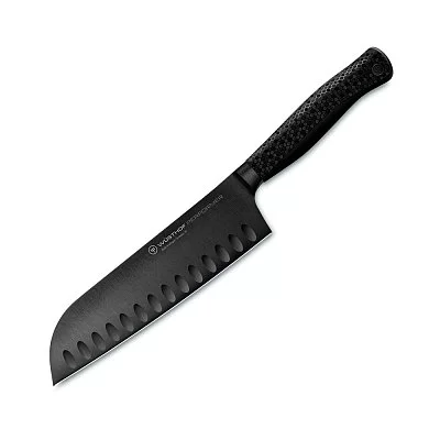 Нож кухонный поварской Hollow-Ground Santoku длина лезвия 17,7 см, порошковая сталь SG2 в обкладах из дамаска, Kai, Япония, KDM-0004 - изобр. 47