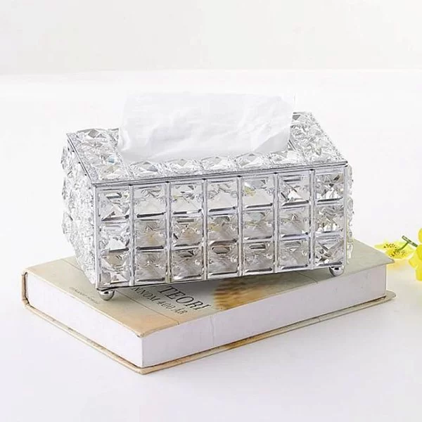 Бокс для салфеток Crystal Silver 19,5х11,5х10 см, металл + хрустальное стекло, цвет серебряный, Kassatex, США, CRL-TH-SLV - изобр. 9