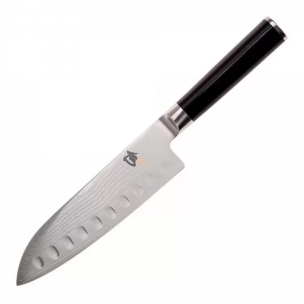 Нож кухонный поварской Hollow-Ground Santoku длина лезвия 19 см, сталь VG-MAX в обкладках из дамаска, Kai, Япония, DM-0718 - изобр. 7