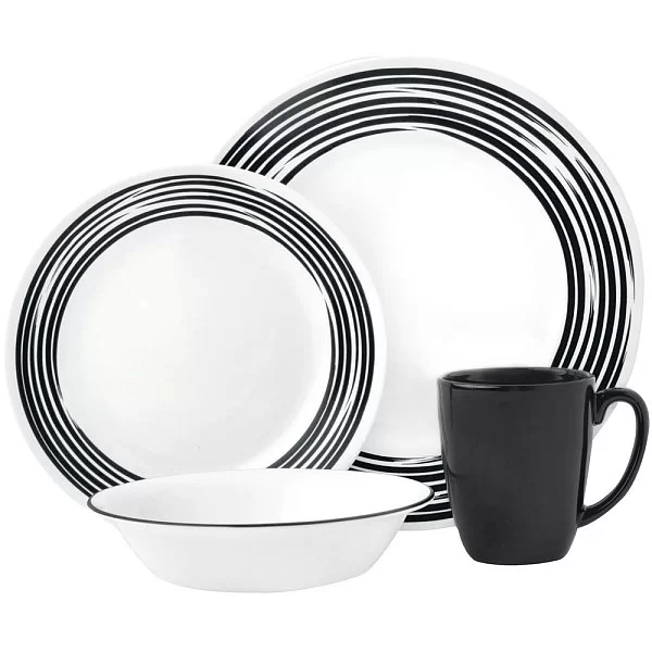 Набор посуды 16 предметов Brushed Black на 4 персоны, cтекло, Corelle, 1117022 - изобр. 7