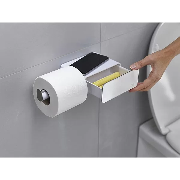 Держатель для туалетной бумаги с отсеком для хранения EasyStore Steel, пластик + сталь, цвет белый, Joseph Joseph, Великобритания, 70529 - изобр. 9