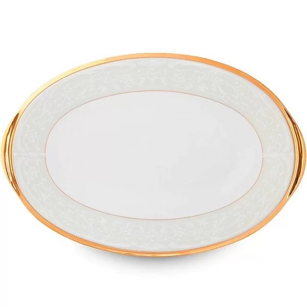 Блюдо овальное "Белый дворец" 31 см, материал костяной фарфор, цвет золотой + белый, Noritake, Япония, NOR4753-412 - изобр. 7