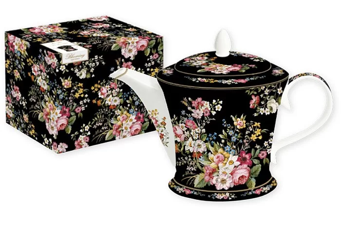 Чайник заварочный "Цветочный карнавал" 1 л, костяной фарфор, чёрный, Easy Life, R2S1350_BLOB-AL - изобр. 7