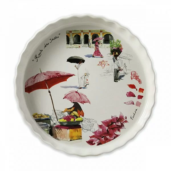 Форма для выпечки круглая &quot;Индия&quot; 29 см, материал фаянс, Gien, Франция, 4025CPTA00 - изобр. 7