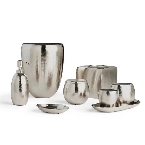 Корзина для мусора Nile Silver 21х21х25 см, латунь, Kassatex, США, ANL-WB-SLV - изобр. 8