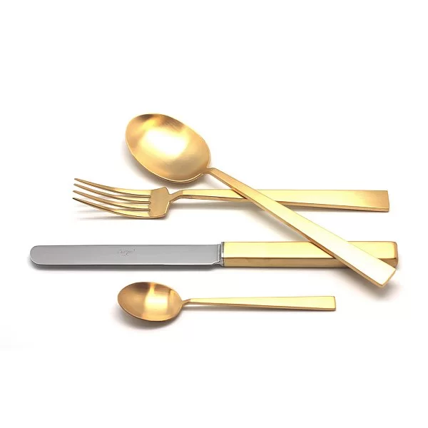 Набор столовых приборов на 6 персон Bauhaus Gold 24 предмета, нержавеющая сталь 18/10, золото, Cutipol, 9322 - изобр. 7