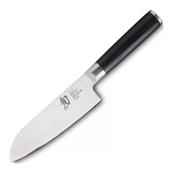 Нож кухонный поварской Santoku малый длина лезвия 14,6 см, сталь VG-MAX в обкладках из дамаска, Kai, Япония, DM-0727 - изобр. 7