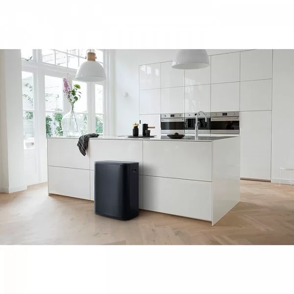 Мусорный бак 2-х секционный Touch Bin Bo объем 30 + 30 л, 54,1x36,3x65,2 см, нержавеющая сталь, цвет черный матовый, Brabantia, Бельгия, 221484 - изобр. 13