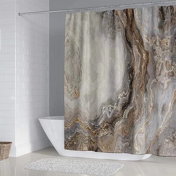Шторка для ванной комнаты Marble Brown, 180х200 см, цвет коричневый, полиэстер, Carnation Home Fashions, США, MRB115BRN - изобр. 8