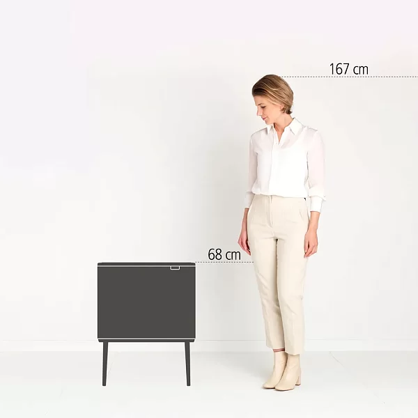 Мусорный бак Bo Touch Bin, 2 секции 11+23 л, 68x54x36 см, нержавеющая сталь, цвет минерально-синий, Brabantia, Бельгия, 208348 - изобр. 8