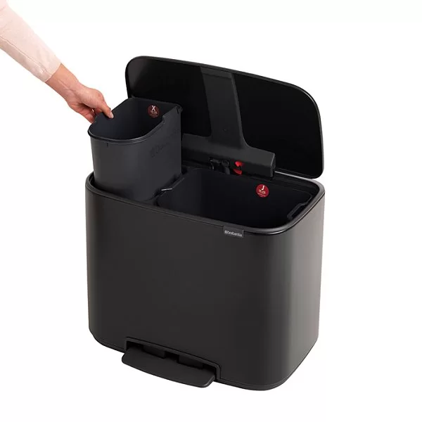 Мусорный бак 2 секции Pedal Bin Bo, черный матовый, 11+23л, Brabantia, 121227 - изобр. 14