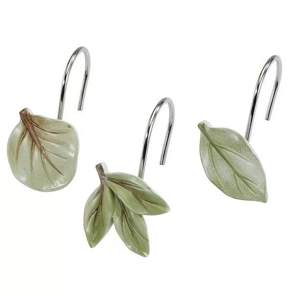 Набор из 12 крючков для шторки Ombre Leaves 3х7 см, материал металл + полистоун, Avanti, США, 13933G - изобр. 7