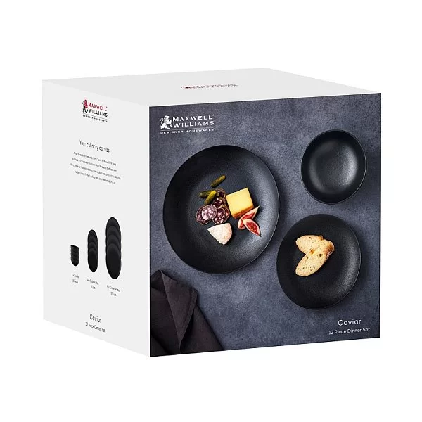 Обеденный набор &quot;Икра&quot; на 4 персоны, 12 предметов, фарфор, цвет черный, Maxwell & Williams, MW602-AX0523 - изобр. 8