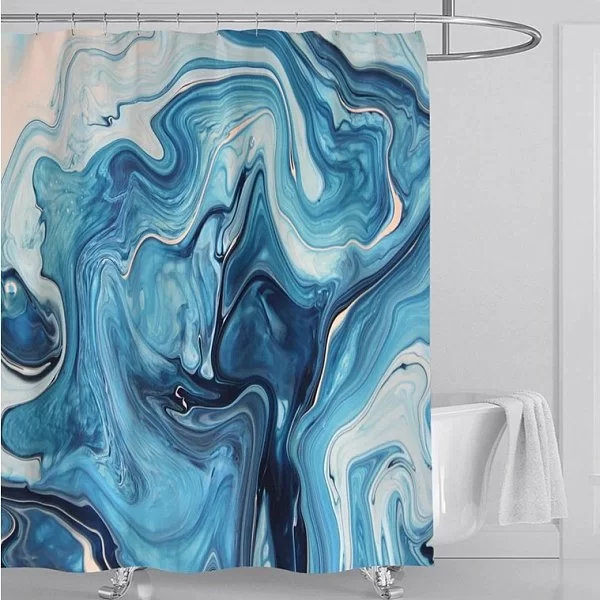 Шторка для ванной комнаты Malachite Blue, 180х200 см, цвет синий, полиэстер, Carnation Home Fashions, США, LAK115BLE - изобр. 8