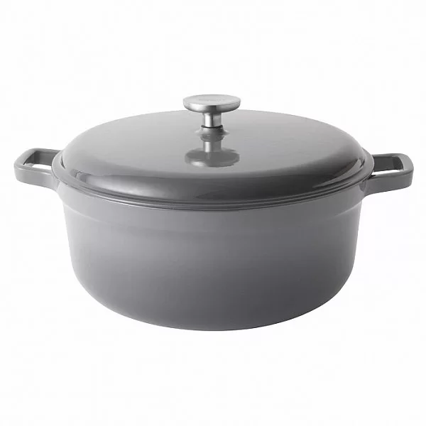 Кастрюля чугунная с крышкой Gem, объем 6,8 л, диаметр 28 см, цвет серый, Berghoff, Бельгия, 2307352 - изобр. 7