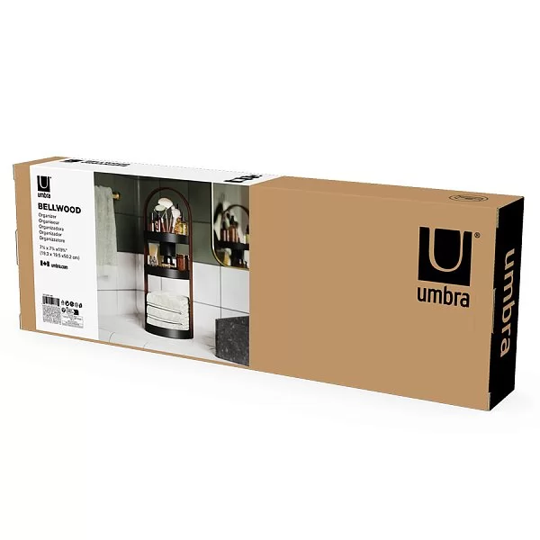 Органайзер для косметики Bellwood 20х50 см, цвет черный, пластик + дерево, Umbra, Канада, 1015098-048 - изобр. 12