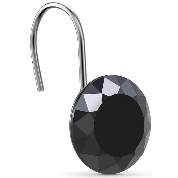 Набор из 12 крючков для шторки Crystal Black, 3,5х7 см, цвет черный, металл, Carnation Home Fashions, США, PHP-CRY/16 - изобр. 8