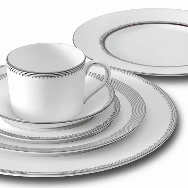 Блюдце кофейное Vera Wang Grosgrain 12,5x1,5 см, материал фарфор, цвет серебро + белый, Wedgwood, Великобритания, 50116402008 - изобр. 8